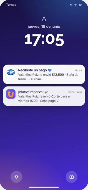 Notificaciones: nuevo pago y nueva reserva