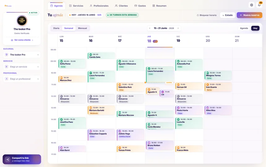 Agenda Turnau — vista semanal